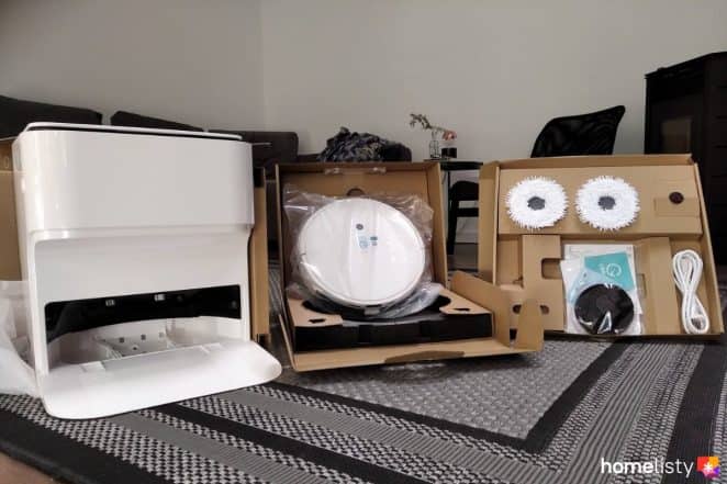 Le déballage du Yeedi Mop Station et les accessoires